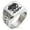 Silver, variant on Stainless Steel Pirate Skull & Cross Swords Geometric Pattern Biker Style Polished Ring