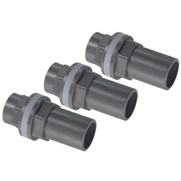 Adaptador de conector de tubo recto de PVC para tanque de agua Uxcell, gris 1/2" 3