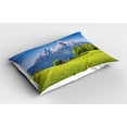 thumbnail image 2 of Ambesonne Mountain Pillow Sham 2 Pack, Alps with Meadow Flora, 30"x20", Green Blue, 2 of 3