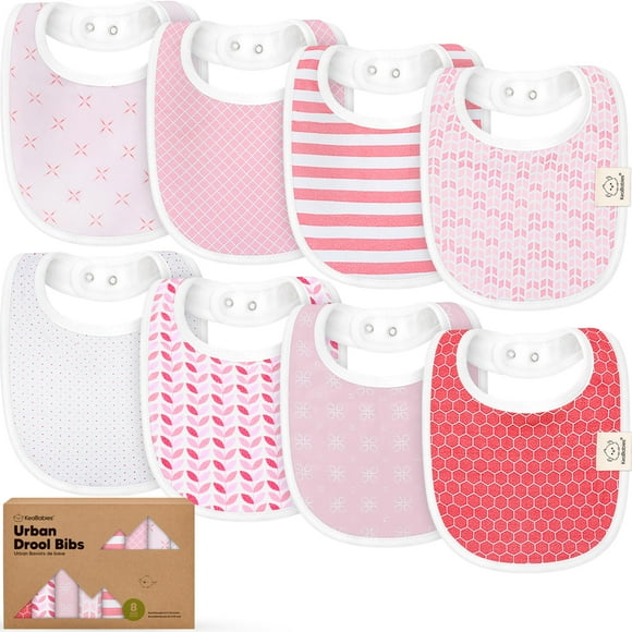 Baberos orgánicos KeaBabies, paquete de 8 para niños y niñas de 0 a 24 años