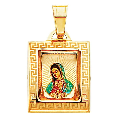 - FB Jewels 14K Yellow Gold Virgen De Our Lady of Guadalupe Virgin Mary Picture Pendant 18mm X 15mm