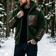 thumbnail image 3 of Men's Warm Winter Coats Thick Fleece Lined Hooded Jackets Faux Leather Spliced Zip up Bomber Coat Plus Size Casual Outerwear with Pockets, 3 of 8