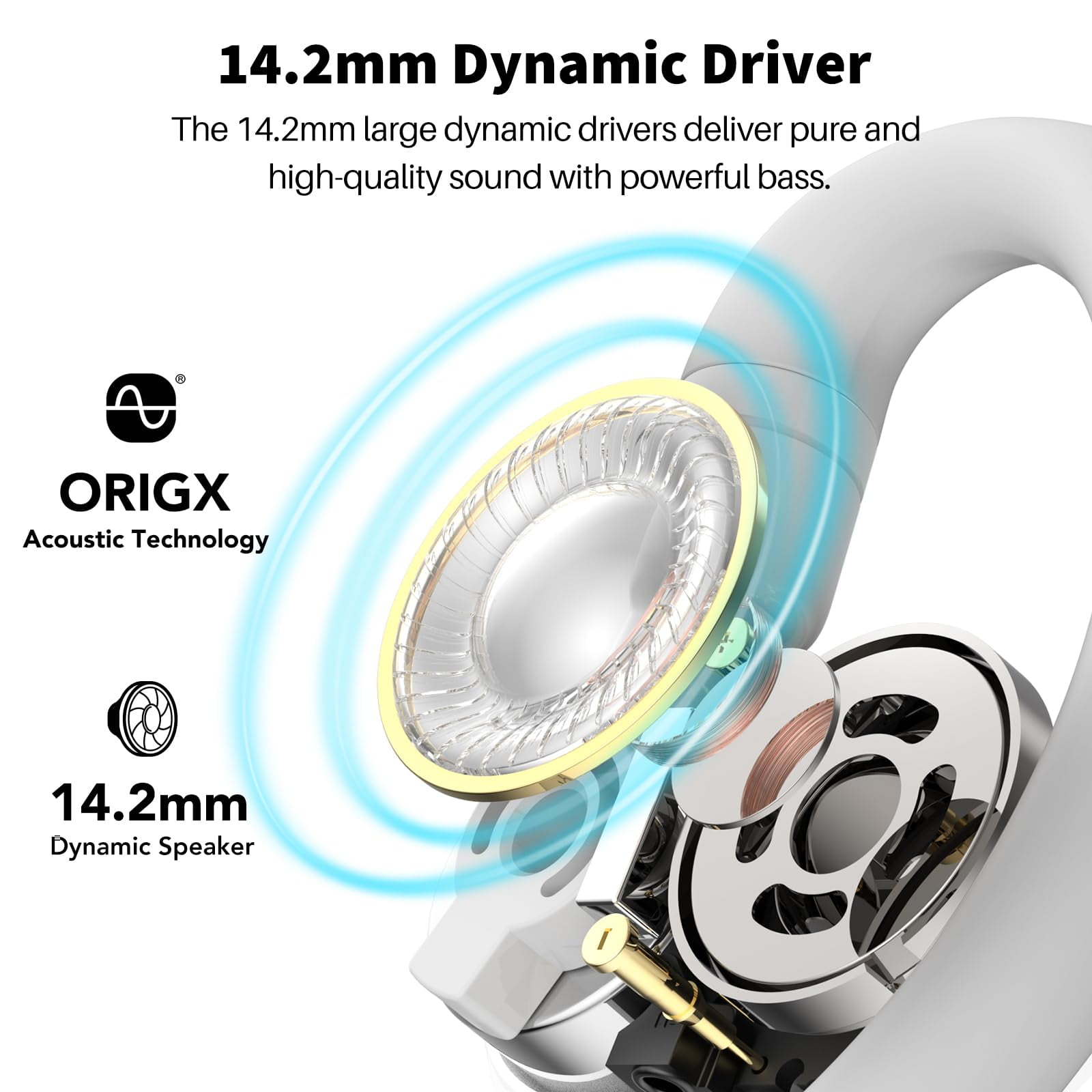 TOZO O2 Open Ear Bone Conduction Headphones, ORIGX Acoustic, DSP Noise Cancelling, 42H, Dual-Axis Multi-Angle Adjust, Crystal-Clear Calls, APP-EQ, Waterproof Sports Headphones for Running Workout Gym