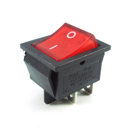 Appliance Rocker Switch - 2x Square Rocker Switch Red LED 4-Pin DPST On/Off Snap-In 15A/250V 20A/125V AC
