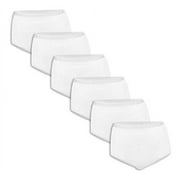 Bali Women`s Set of 6 Full-Cut-Fit Stretch Cotton Brief 7, White Pack of 6