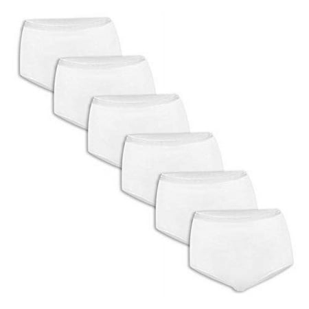Bali Women`s Set of 6 Full-Cut-Fit Stretch Cotton Brief 7, White Pack of 6