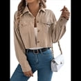 thumbnail image 3 of Chaquetas de con Botones para Mujer, Camisetas de Larga, Tendencia 2025 Caqui XL, 3 of 9