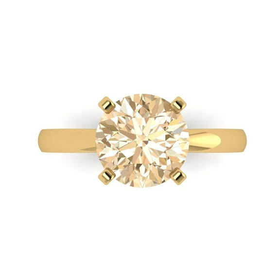 Clara Pucci 14K Yellow Gold 3ct Morganite Solitaire Ring for Women