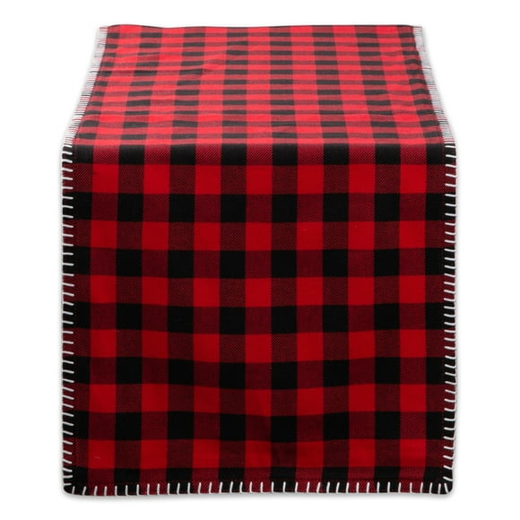 Design Imports CAMZ12312 DII Christmas Buffalo Check With Embroidery Table Runner