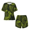 thumbnail image 4 of Picia Tropical Palm Leaves Fern Leaf Pajamas Sets for Women Soft Short-Sleeved Pjs with Lounge Shorts Two Piece Sleepwear-Large, 4 of 9