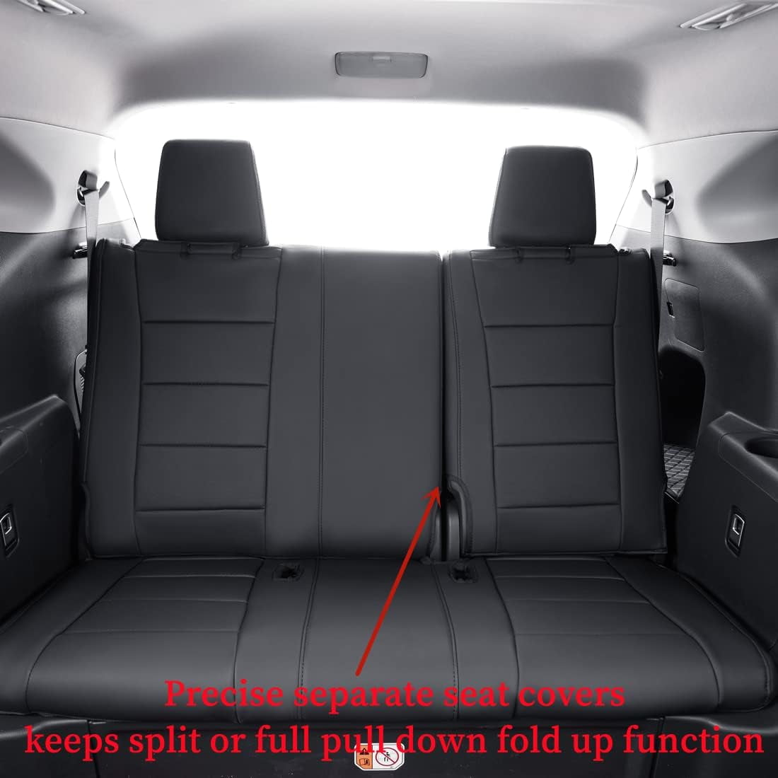 coverdream Custom Fit Highlander Car Seat Covers for Toyota Highlander 2020-2026 Three Row,2nd-Row 40/60 Split - Breathable Leather Auto Seat Covers(Full Set,Black)