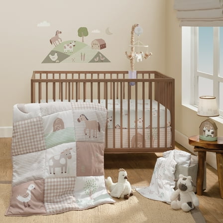 Bedtime Originals Farmyard Friends 3-Piece Infant Baby Nursery Crib Bedding Set