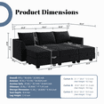 thumbnail image 5 of HONBAY Modern Velvet Convertible Sectional Couch with Storage Space for Living Room, Black, 5 of 7