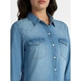 thumbnail image 3 of Time and Tru Women’s Lightweight Cotton Denim Shirt, Sizes XS-3XL, 3 of 4