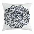 thumbnail image 1 of Occult Decor Throw Pillow Cushion Cover, Ornamental Eye with Ethnic Mandala Form Providence Energy in Action Design, Decorative Square Accent Pillow Case, 24 X 24 Inches, Black White, by Ambesonne, 1 of 2