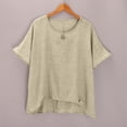 thumbnail image 5 of QASIEATN Women's Trendy Essentials Clothing: Graceful Summer Short Sleeve Solid Casual Loose Linen Top Fall Fashion Outfits for Women, 5 of 8