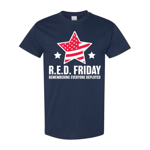 Inktastic Red Friday Remembering Everyone Deployed with Red American Flag T-Shirt