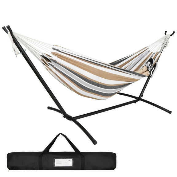 YouLoveIt Hammock with Space Saving Steel Stand Portable Heavy Duty Hammock Stand Portable Steel Stand for Outdoor Patio or Indoor