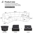 thumbnail image 2 of Aukfa 3-Piece Recliner Sofa Set, 5 Seat Sectional Couch with Cup Holders&Storage Console, Corduroy, Gray, 2 of 9