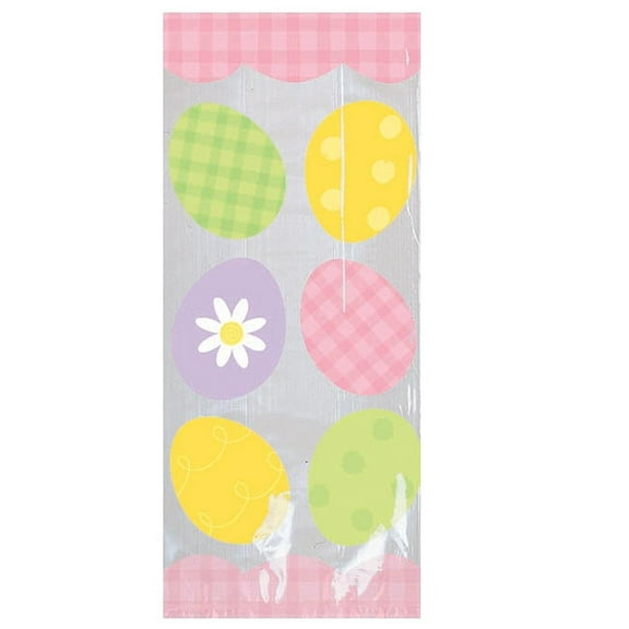 11.5x5.1" Easter Eggs Cello Treat Bags With White Twist Ties - 20/Pack (378407)