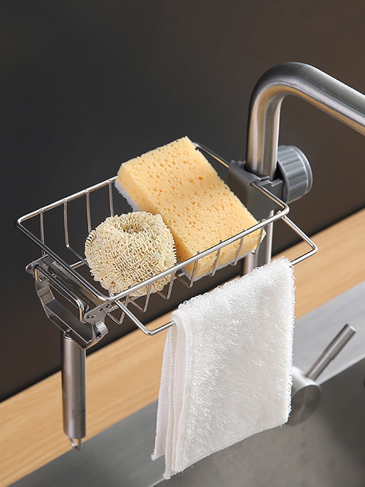 Kitchen Stainless Steel Sink Drain Rack Sponge Storage Faucet Holder S –  kreativekitchenwares