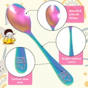 Jetcloudlive 10 Pieces Kids Silverware Set, Stainless Steel Toddler Utensils, Rainbow Kids Cutlery Set, Kids Forks and Spoons Includes 5 Forks, 5 Spoons