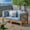 Teak/Blue, variant on Luella Outdoor Modular Sectional Acacia Wood Loveseat with Cushions, Teak, Blue