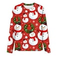 thumbnail image 5 of Qulqfy Christmas Shirts for Women Crew Neck Red Xmas Long Sleeve Snowman Cute Tunic Plus Size Blouses Christmas Shirt for Women, 5 of 5