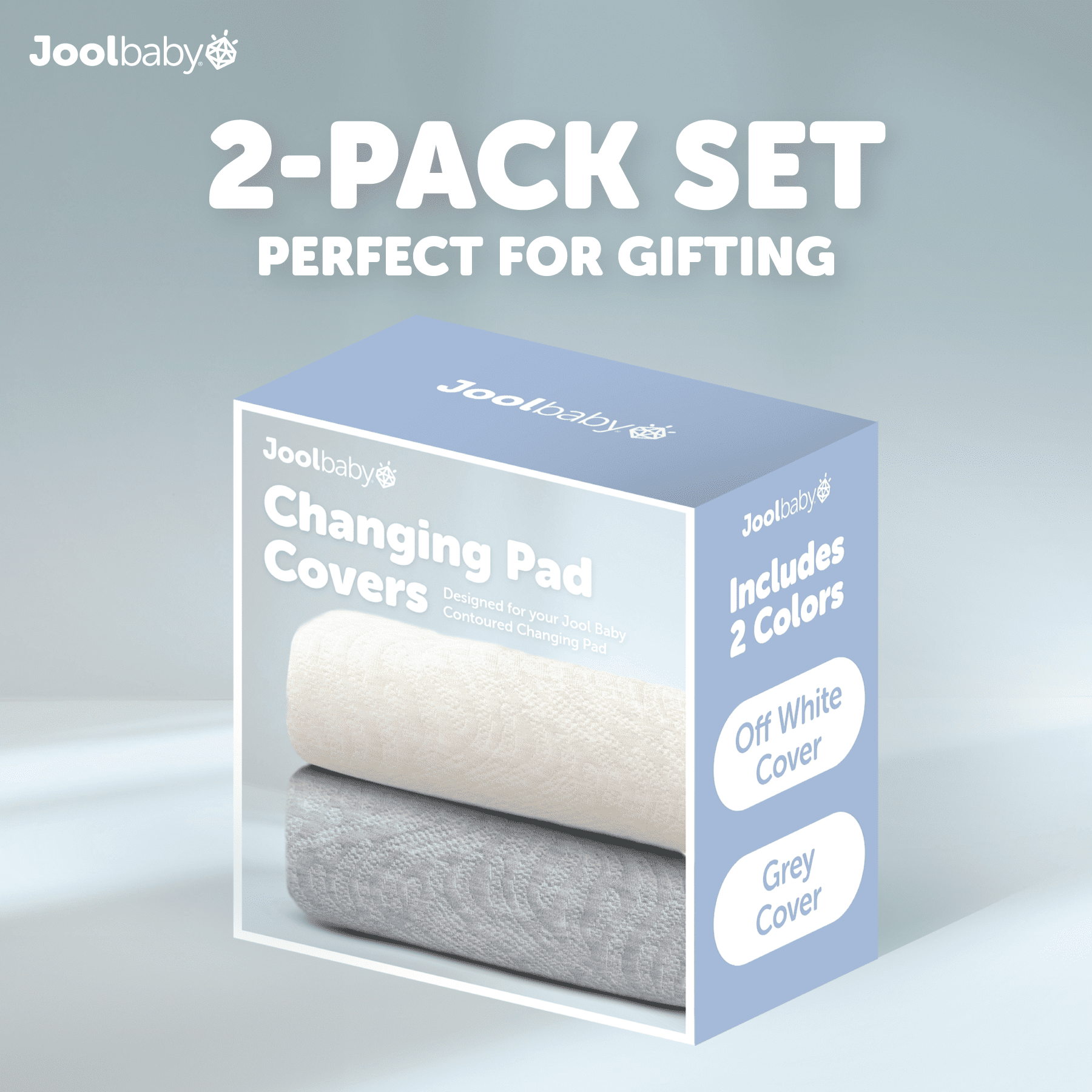 Jool Baby Changing Pad Covers 2 Pack – Soft & Comfortable, Fits Most Standard Diaper Changing Pads (Off-White & Gray - Wave)