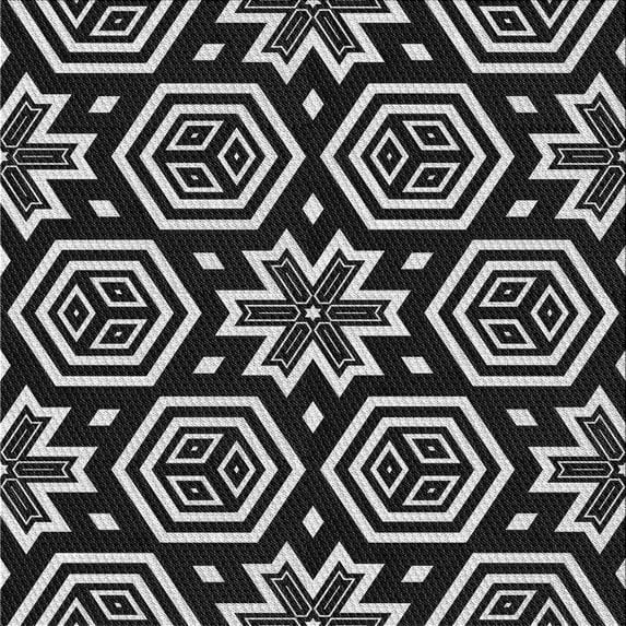 Ahgly Company Indoor Square Patterned Night Black Area Rugs, 4' Square