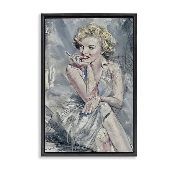 Stupell Industries Elegant Marilyn Abstraction People Painting Black Floater Framed Canvas Art Print Wall Art, 17 x 25