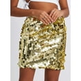 thumbnail image 5 of Michellecmm  Women's Sequin Mini Skirt Glitter Skirt Belly Dance Skirt Clubwear, 5 of 9