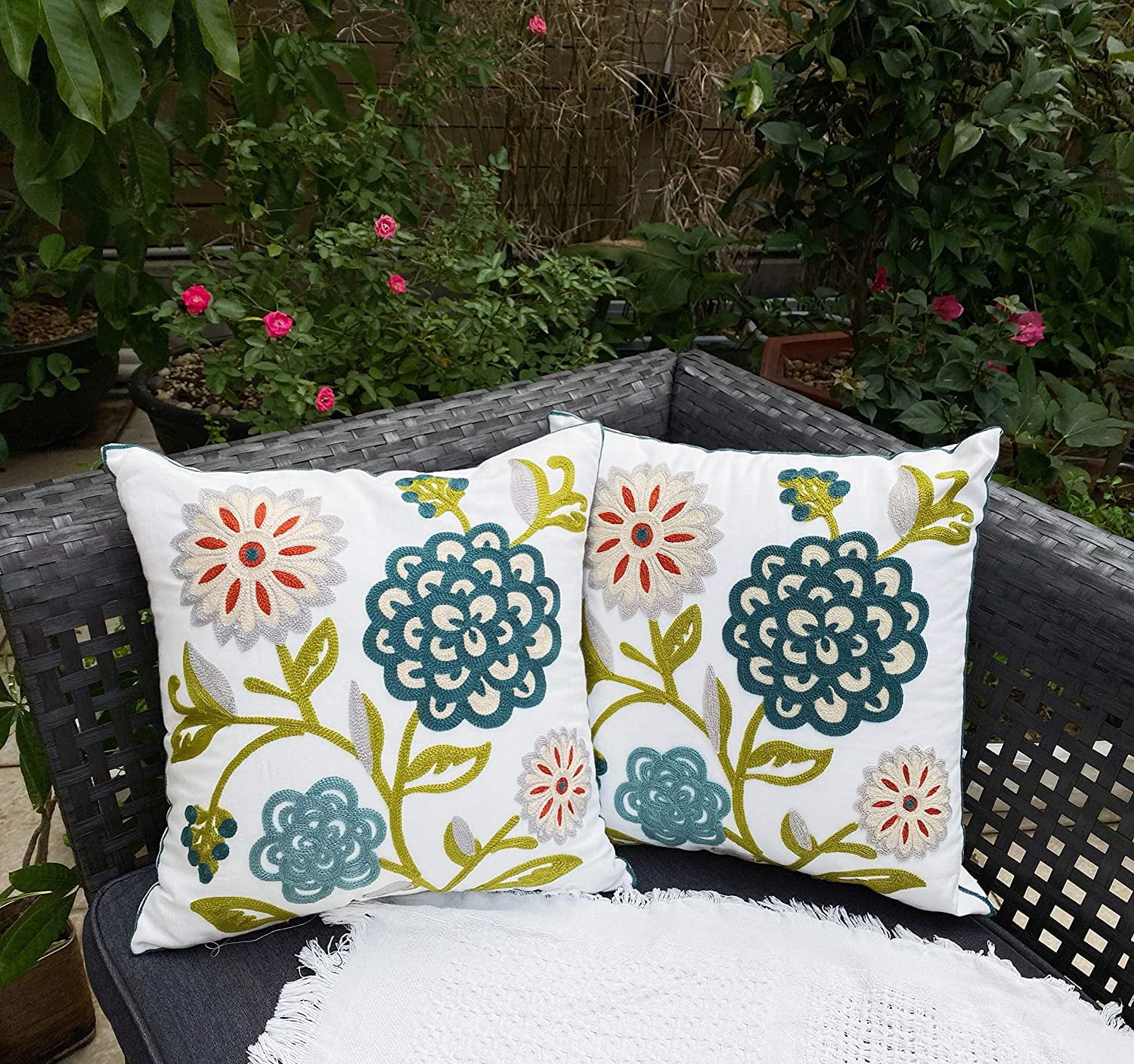 embroidered fall throw pillows