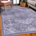 thumbnail image 3 of Victorian Decorative Rug, Floral Swirls Weathered Look Blooming Vintage Style Leaves Illustration, Quality Carpet for Bedroom Dorm and Living Room, 6 Sizes, Lavender Blue Indigo, by Ambesonne, 3 of 4