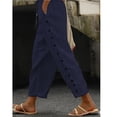 thumbnail image 4 of Women's Pants Fashion Casual Pants For Women Casual Spring And Autumn Japanese Wide Leg Lazy Cotton And Linen Solid Color Casual Elastic Loose Trousers, 4 of 4
