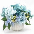 thumbnail image 5 of Enova Home Artificial Open Rose and Mixed Silk Flowers Arrangement with White Ceramic Vase (Blue), 5 of 5