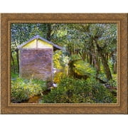 Brook and Wash-House, Giverny 24x20 Gold Ornate Wood Framed Canvas Art by Lilla Cabot Perry