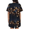 thumbnail image 6 of Fuzoiu Elegant Golden Blue Ornaments Print Women's Short-Sleeved Pajama Set,Lounge Sleepwear Set,Womens Pajama Sets 2 Piece,Button-Up Top and Shorts with Pockets-3X-Large, 6 of 7