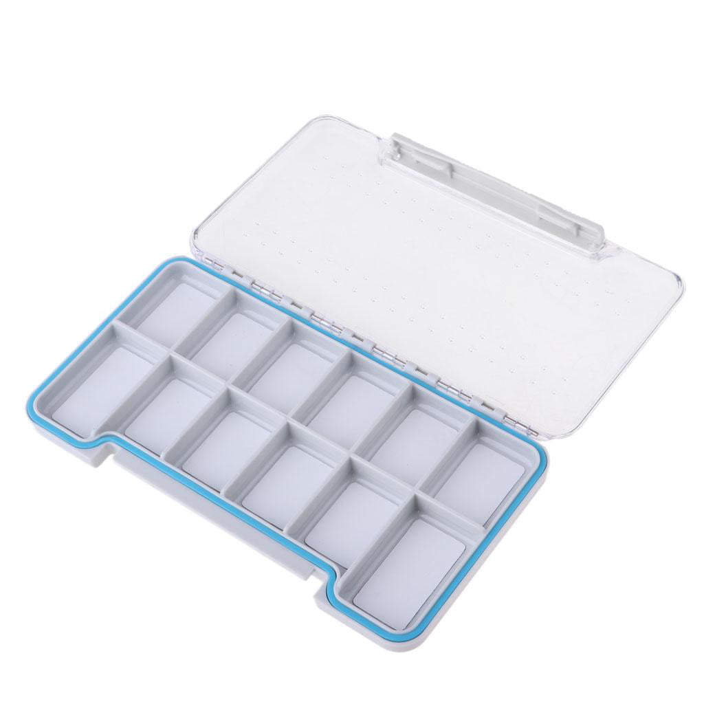 Clear Slim Fly Fishing Box Hook Flies Drying Box 12 Compartments Tackle Box 
