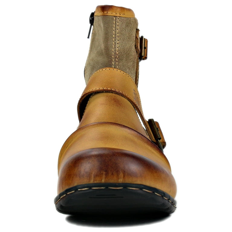 OSSTONE Moto Boots Chukka Boots for Men Fashion Zipper-up Leather