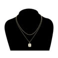 thumbnail image 2 of Adult 14KT Gold Flash Plated Initial Double Necklace Set with Simulated Diamonds, 2 of 7