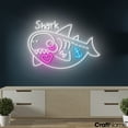 thumbnail image 2 of Craftnamesign Shark Skeleton Neon Light Up Sign Wall Art For Halloween Decorations, 2 of 5