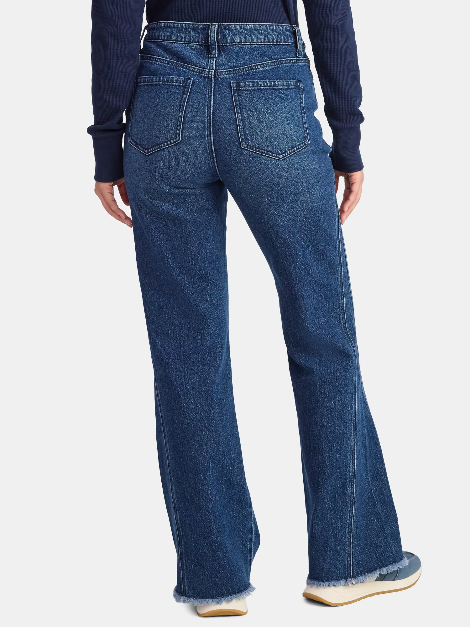 Time and Tru Women's High Rise Flare Jeans With Side Seam Details, 32" Inseam, Sizes 0-20