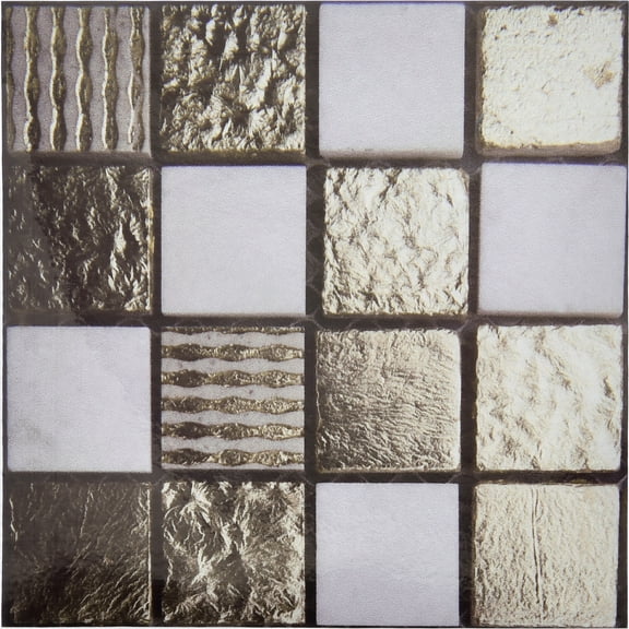 30Pcs 3D Wall Stickers, 10 x 10cm Square Mosaic Tile Wallpaper Self-Adhesive Waterproof Black Gold