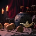 thumbnail image 4 of Aladdin Genie Lamp Genie Light Lamp, Aladdin Light Magic Genie Light Metal Tallado Leyenda Lámpara Deseando Luz Pot Decoración (1 pieza, Oro), 4 of 5