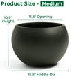thumbnail image 6 of 15.8" D x 10.9" H Fiberstone Sphere Planter, Black, 11.8" Pot Opening, Ball Shape Flower Pot with Drainage Hole, Weather Resistance Indoor/Outdoor Planters, 6 of 7