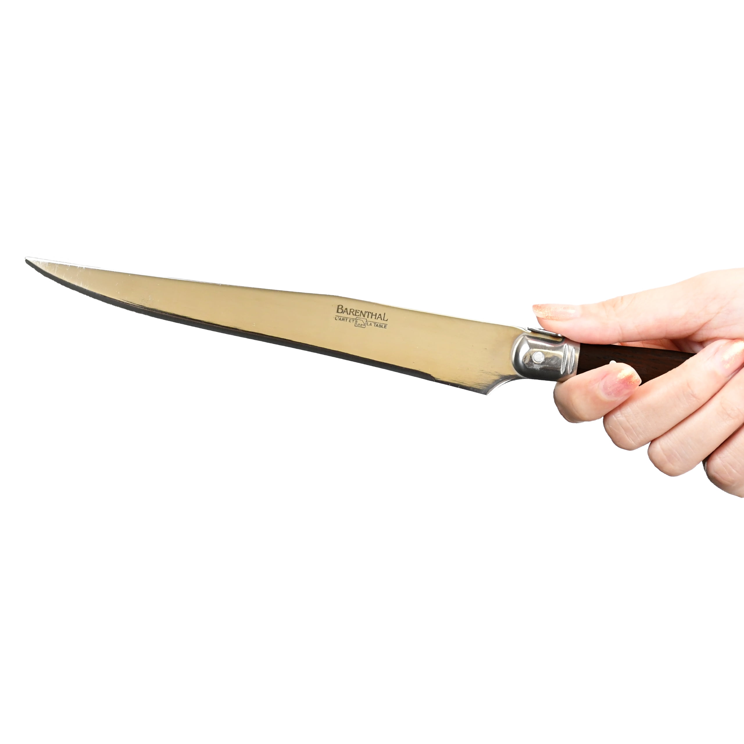 Barenthal Laguiole Inspired 2-pc. Stainless Steel Carving Fork and Knife Set with Black Wood Handles