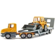 Truck with Low Loader Trailer and Front Loader Yellow Diecast Model by Siku
