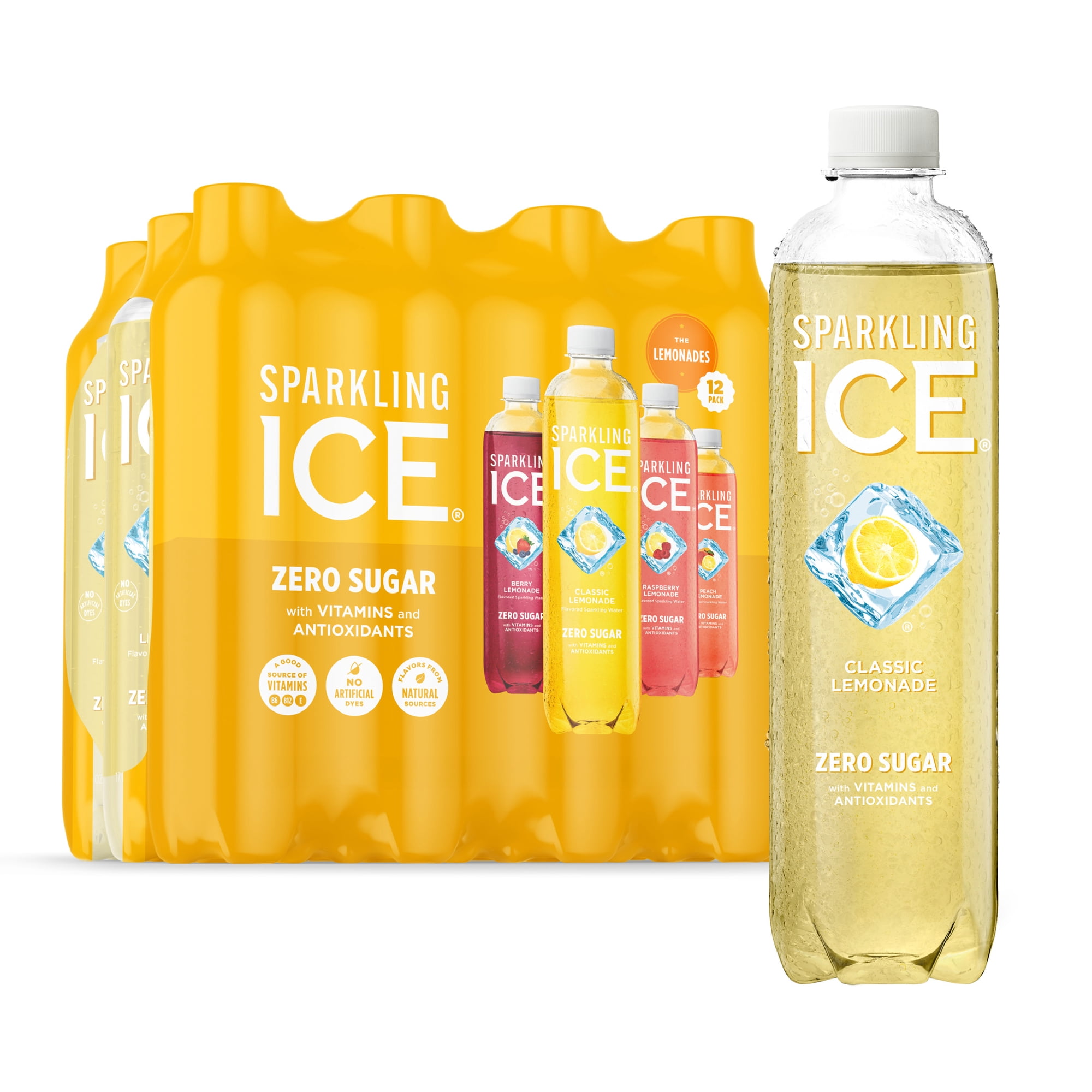 Sparkling Ice Lemonade Variety Pack, Flavored Sparkling Water, 17 fl oz, 12 count