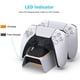 thumbnail image 3 of Cargador para mando de PS5 con kit de agarre para el pulgar, adaptador de CA de carga rápida, base de carga Dualsense para dos mandos de Playstation 5 con indicador LED, color blanco, 3 of 8